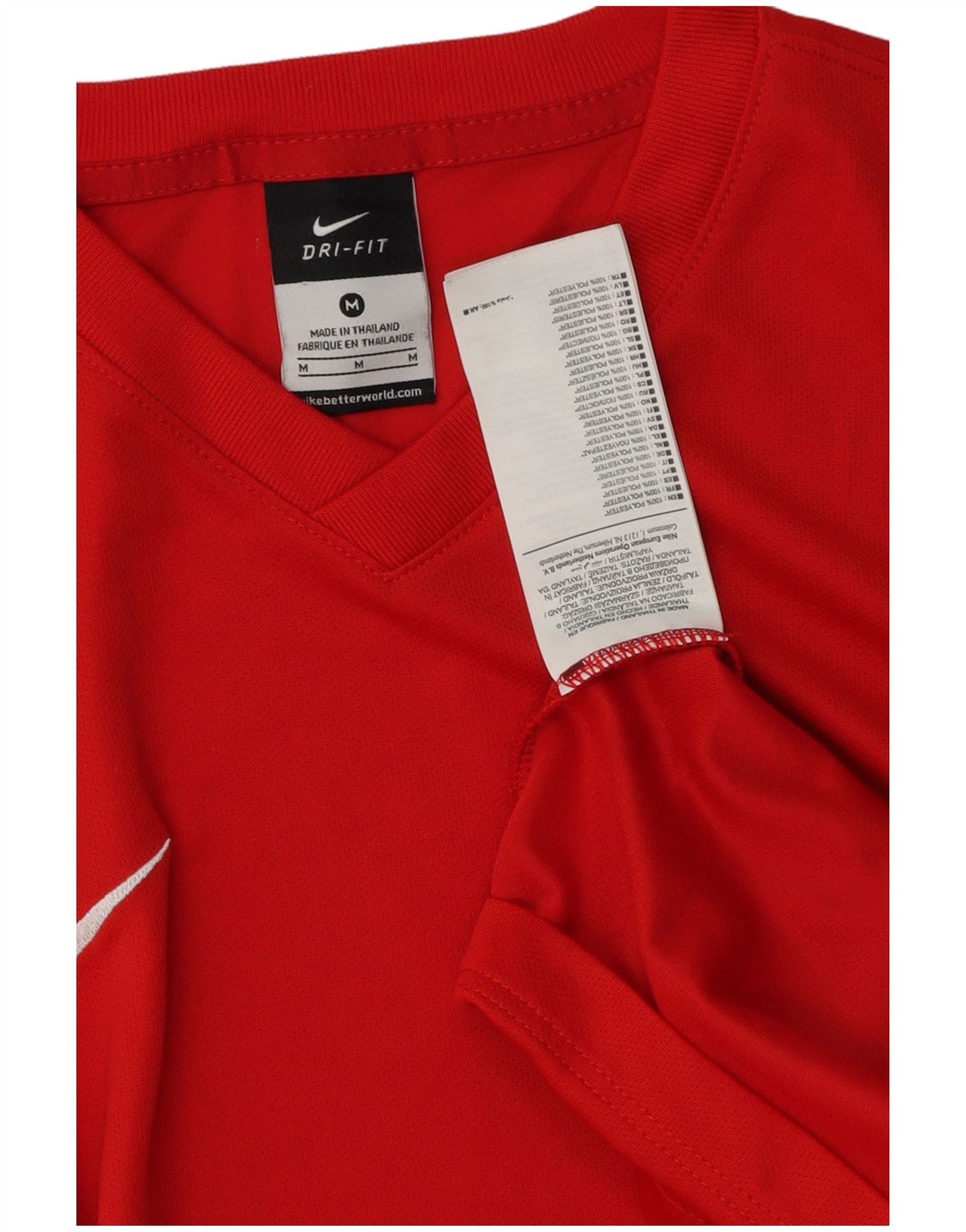 Nike Mens Dri Fit T-Shirt Top Medium Red Colourblock Polyester