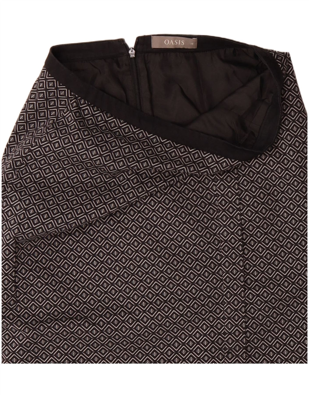 Oasis Womens Midi Skirt UK 10 Small W29 Black Geometric