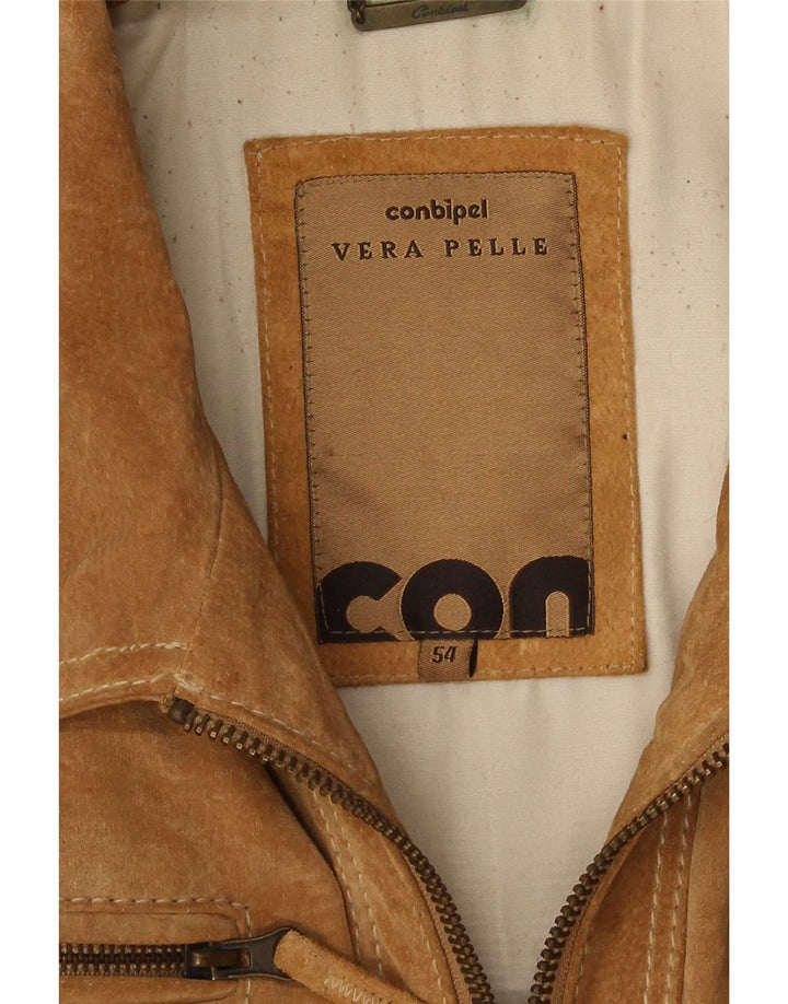 Conbipel Mens Suede Bomber Jacket IT 54 XL Beige Leather