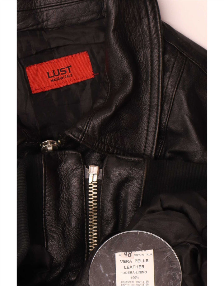 Vintage Womens Leather Jacket IT 48 XL Black