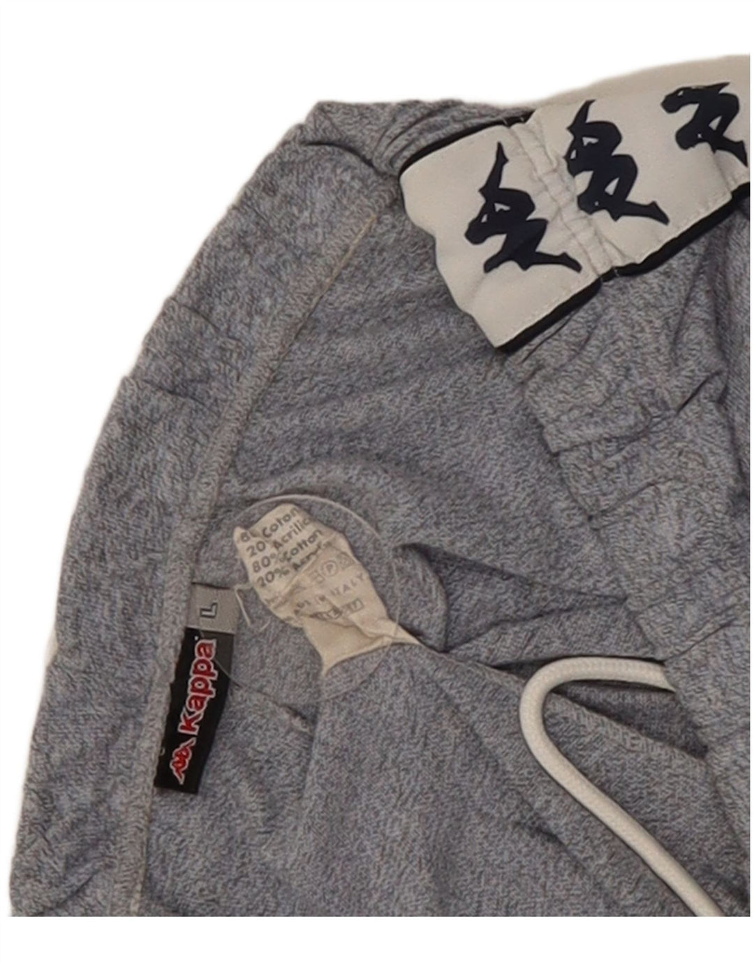 Kappa Mens Graphic Tracksuit Trousers Large Grey Colourblock Cotton