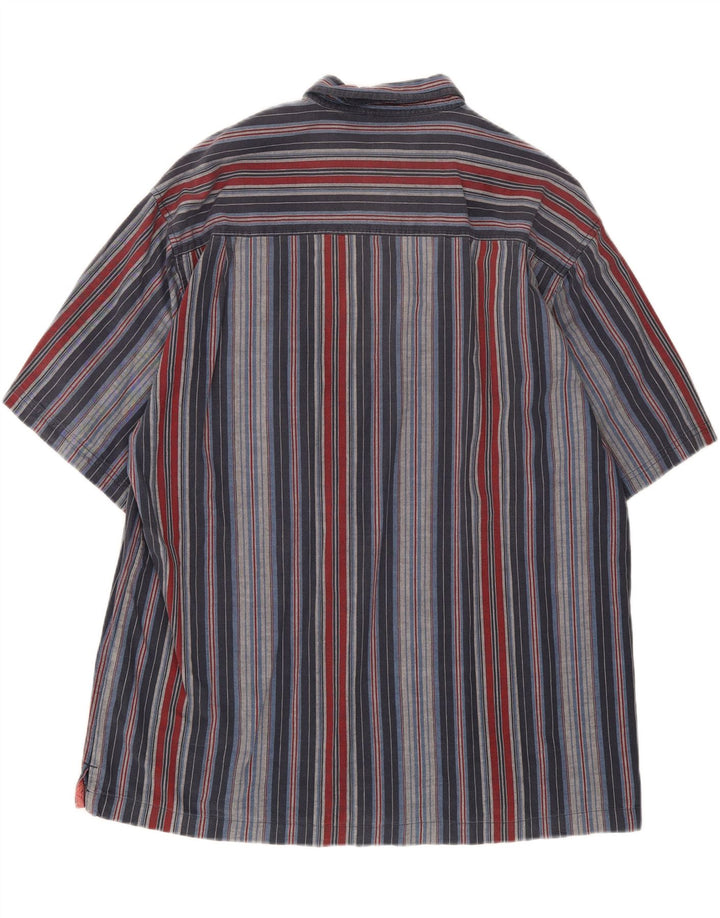 VINTAGE Mens Short Sleeve Shirt XL Blue Striped Cotton Vintage Vintage and Second-Hand Vintage from Messina Hembry 