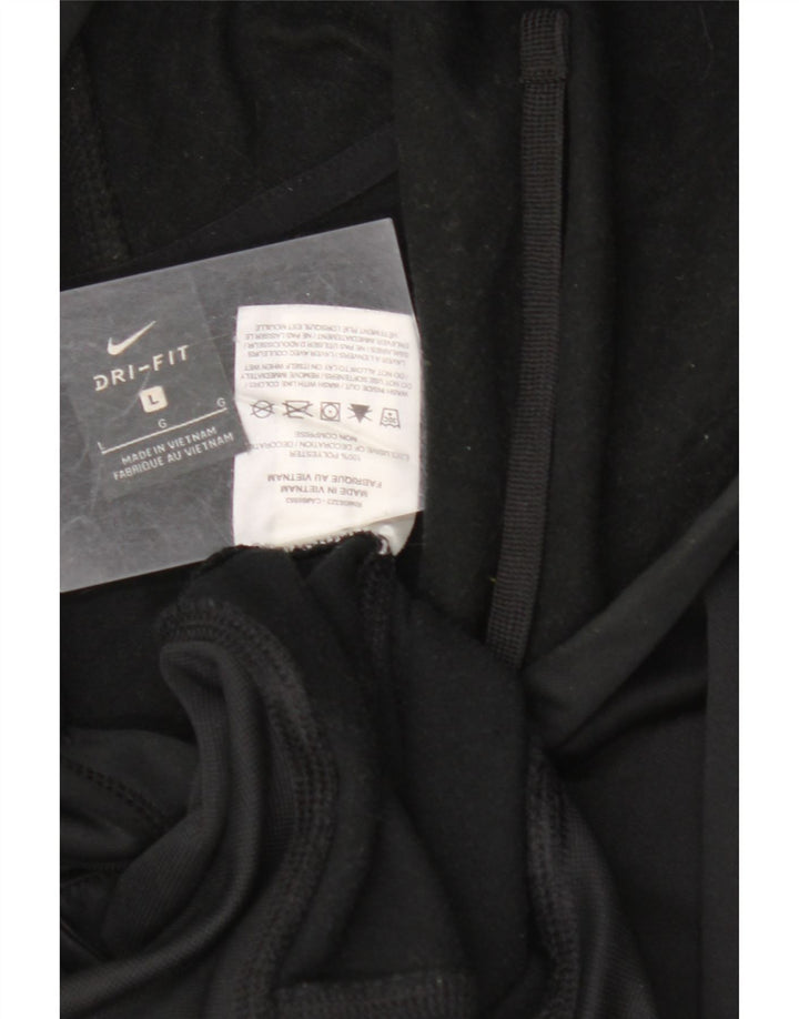 NIKE Mens Dri Fit Graphic Hoodie Jumper Large Black Polyester