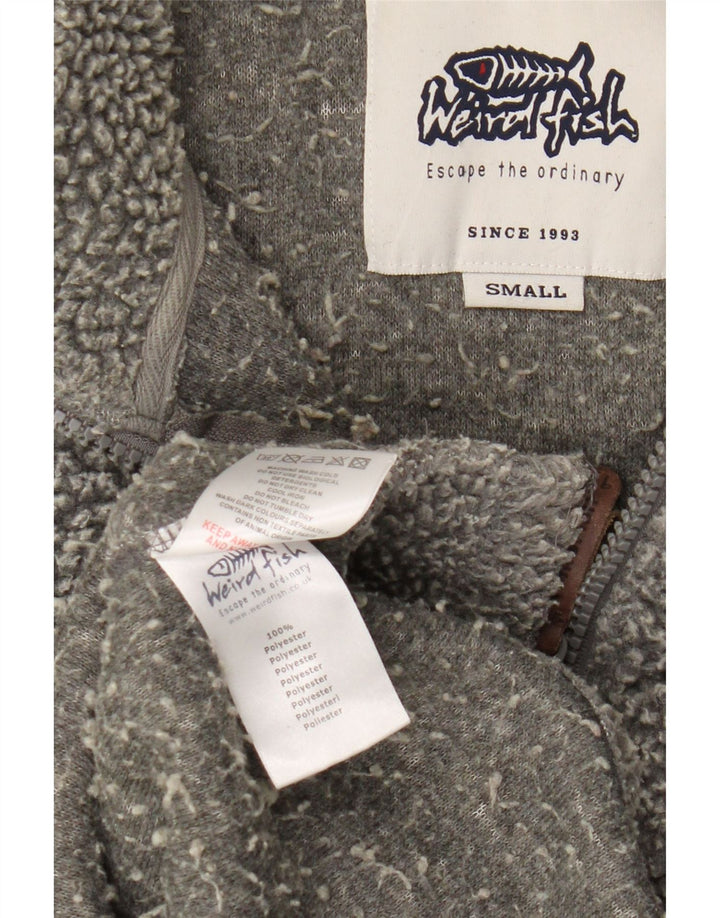 Weird Fish Mens Zip Neck Fleece Jumper Small Grey Polyester