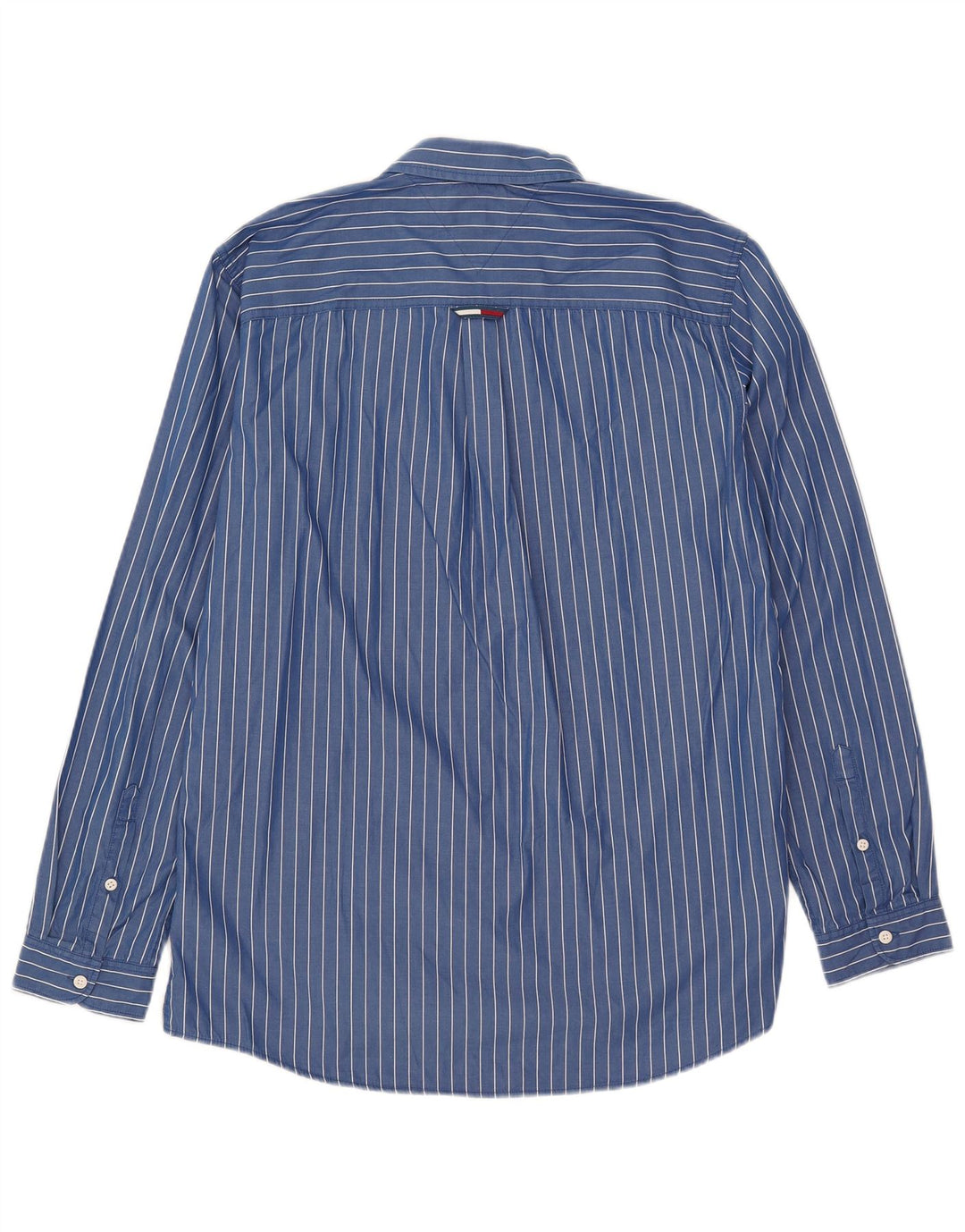 Tommy Hilfiger Mens Regular Fit Shirt Large Blue Striped Cotton