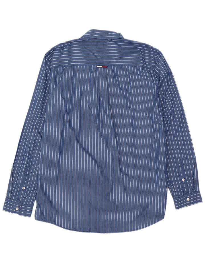Tommy Hilfiger Mens Regular Fit Shirt Large Blue Striped Cotton