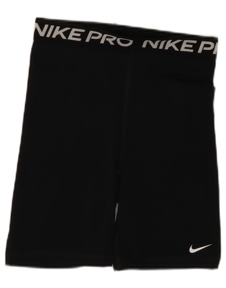 Nike Womens Dri Fit Graphic Sport Shorts UK 10 Small  Black Polyester