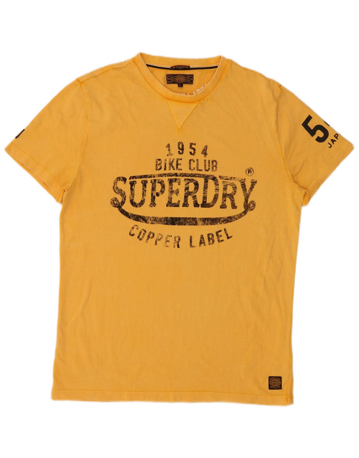 SUPERDRY Mens Graphic T-Shirt Top XL Yellow Cotton