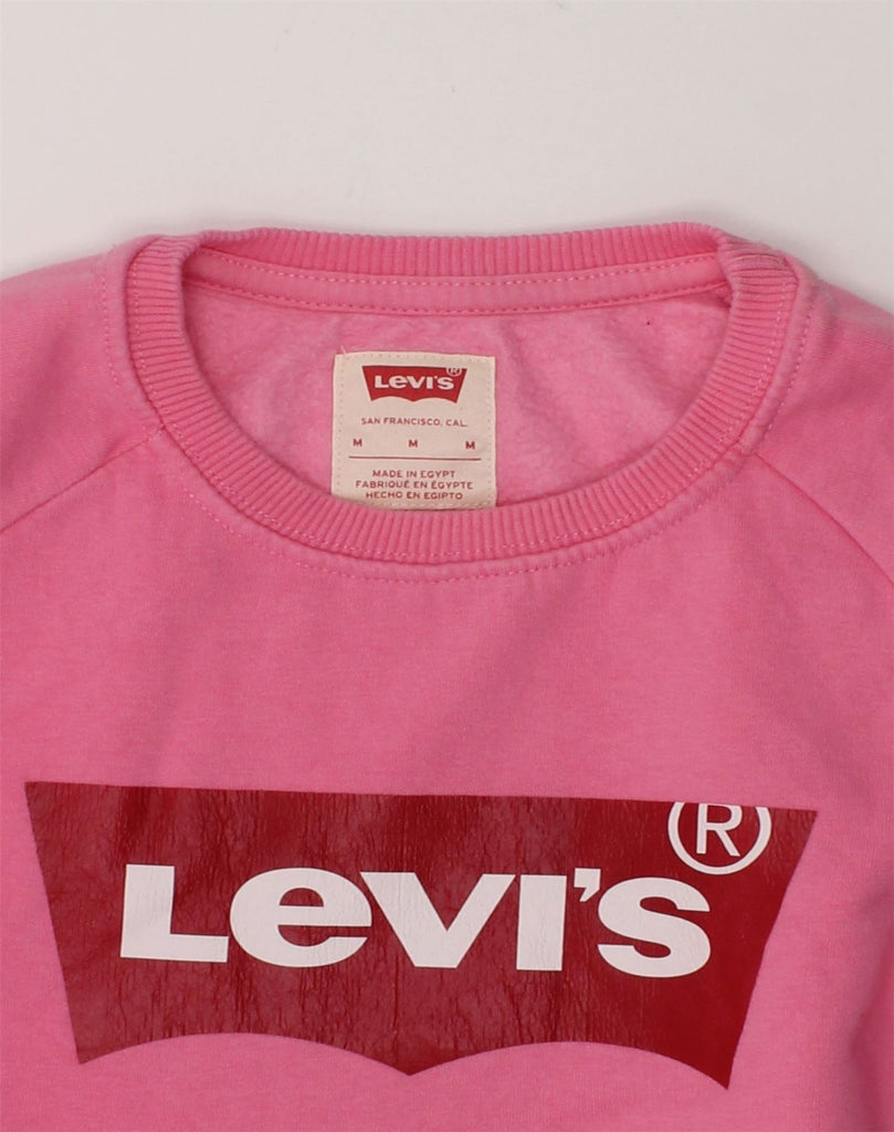 LEVI'S Girls Graphic Sweatshirt Jumper 9-10 Years Medium Pink Cotton | Vintage Levi's | Thrift | Second-Hand Levi's | Used Clothing | Messina Hembry 