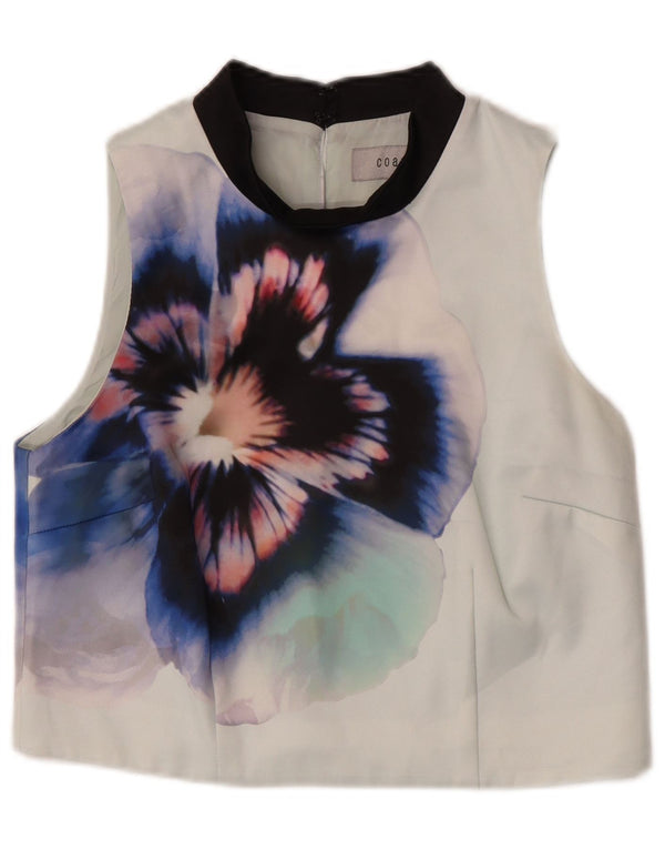 Coast Womens Crop Sleeveless Blouse Top UK 12 Medium Green Floral Polyester