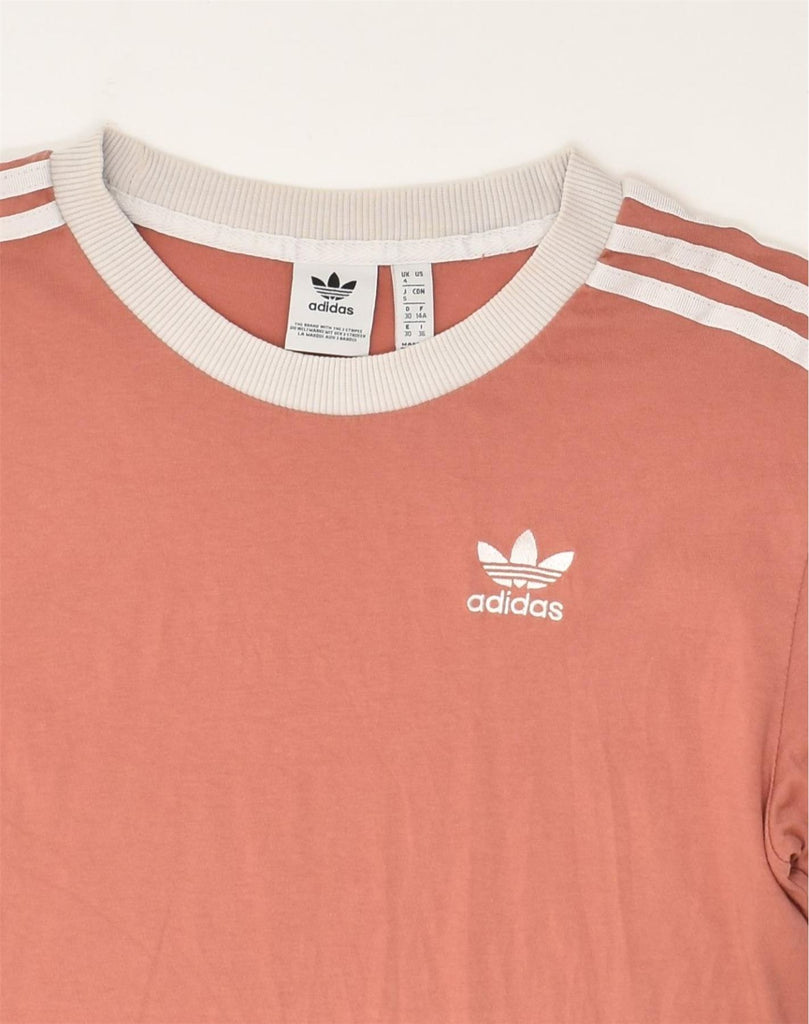 ADIDAS Womens T-Shirt Top UK 4 XS Brown Cotton | Vintage Adidas | Thrift | Second-Hand Adidas | Used Clothing | Messina Hembry 