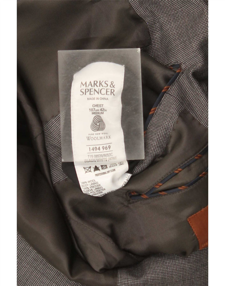 Marks & Spencer Mens 2 Button Blazer Jacket UK 42 Large Grey Wool