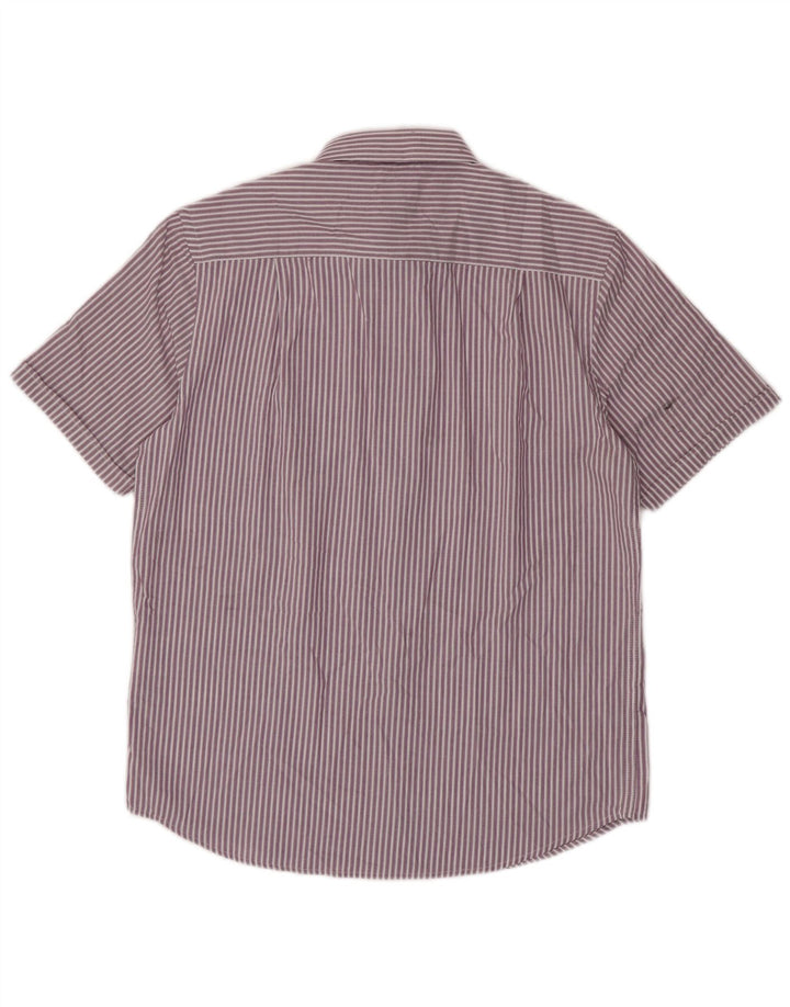 JAMES PRINGLE Mens Short Sleeve Shirt Medium Purple Pinstripe Polyester