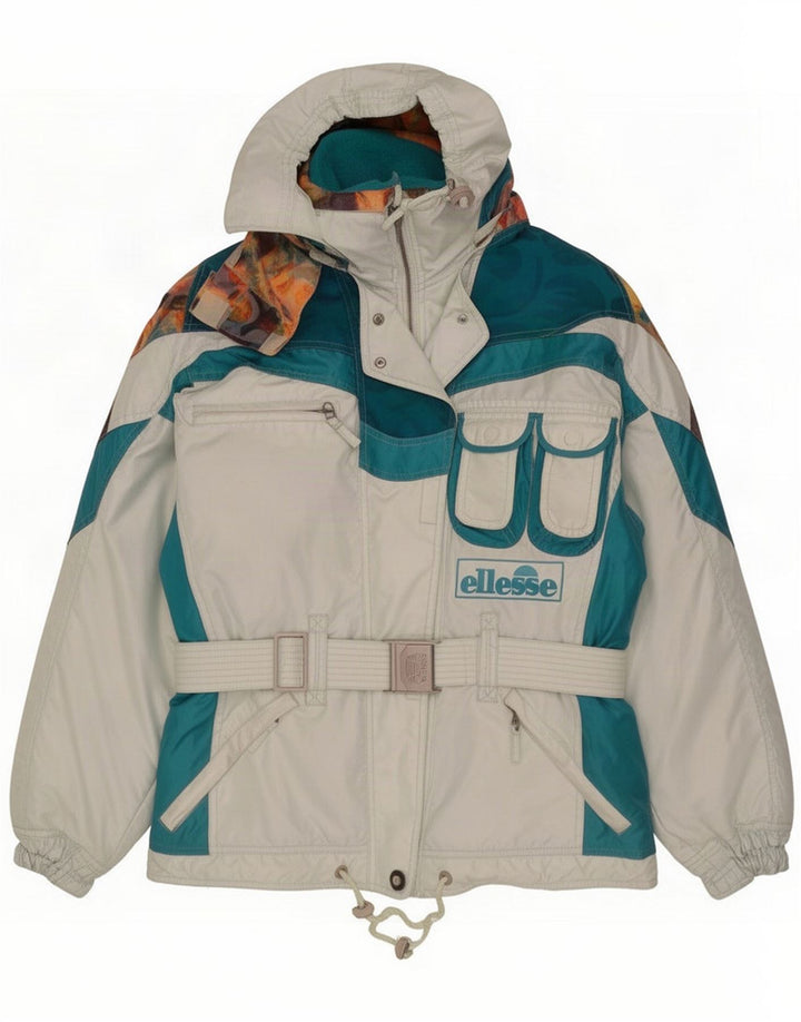 Ellesse Womens Hooded Ski Jacket IT 42 Medium White Colourblock Polyester