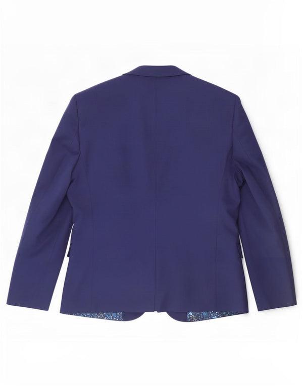 Marks & Spencer Mens 1 Button Blazer Jacket UK 42 Large Navy Blue Polyester