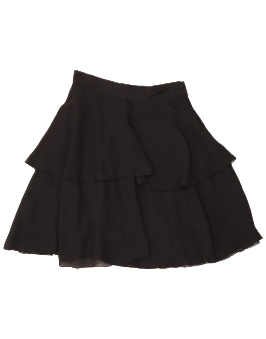 Vintage Womens Tiered Skirt W28 Medium Black Polyester