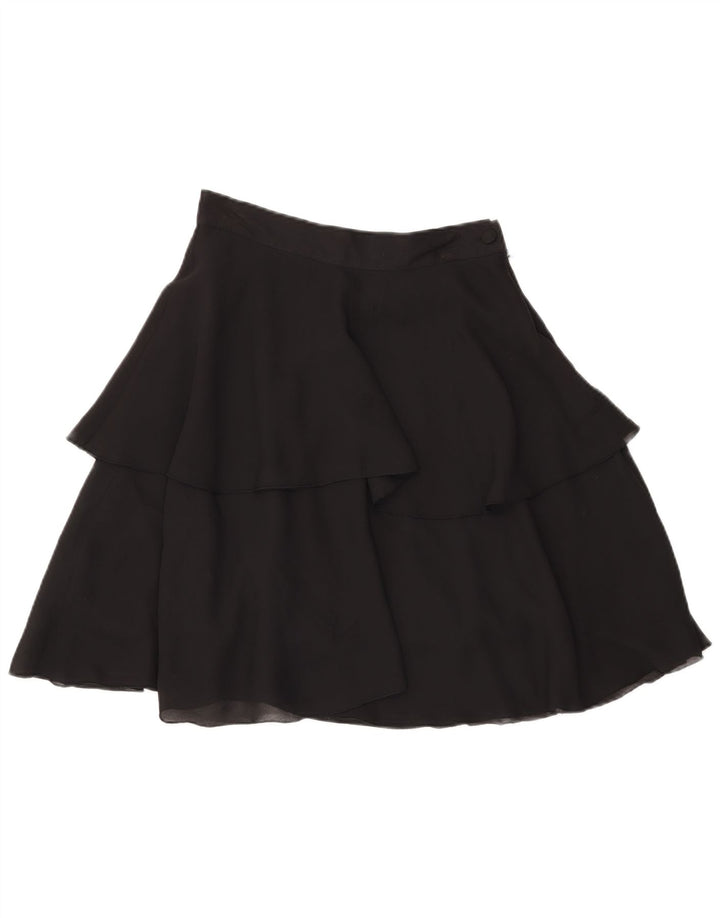 Vintage Womens Tiered Skirt W28 Medium Black Polyester