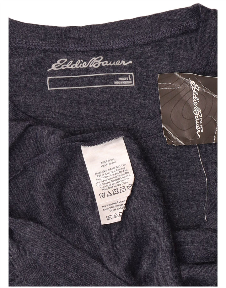 Eddie Bauer Womens T-Shirt Top UK 14 Large Navy Blue Cotton