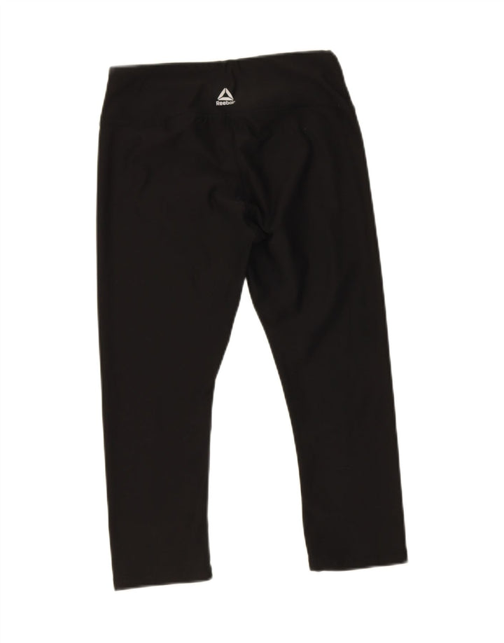 REEBOK Womens Graphic Capri Leggings UK 10 Small  Black Vintage Reebok and Second-Hand Reebok from Messina Hembry 