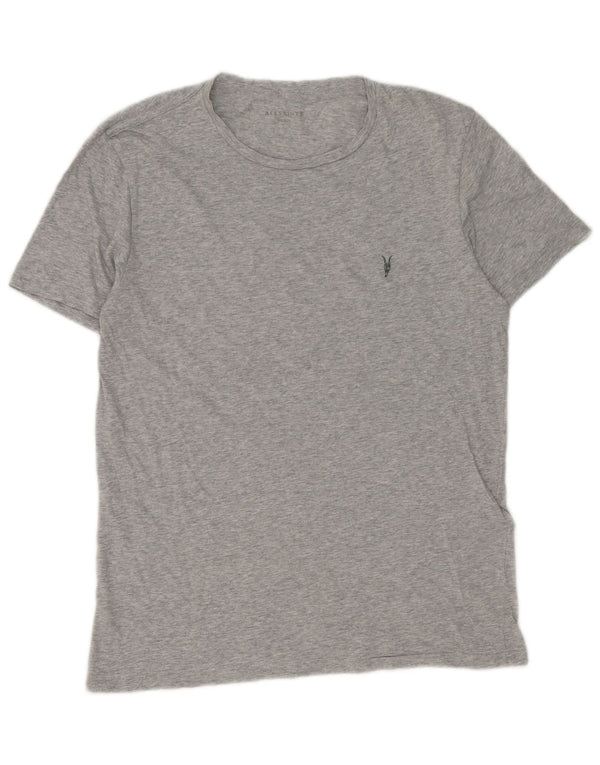 All Saints Mens T-Shirt Top Medium Grey Flecked Cotton