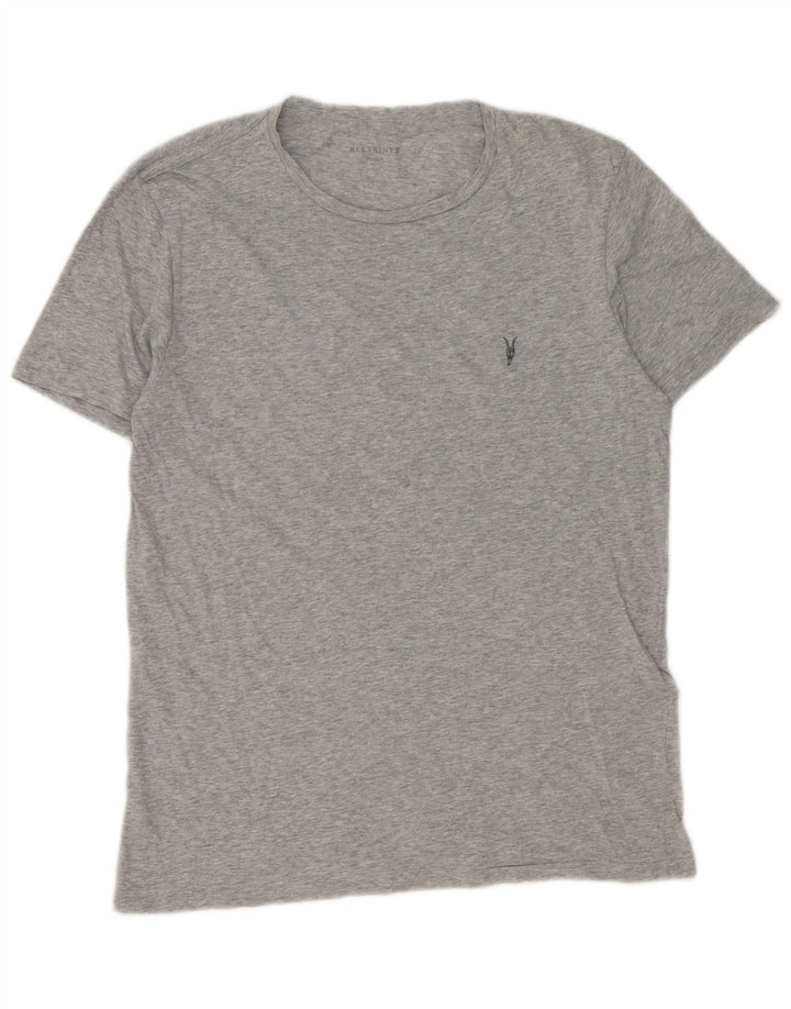 All Saints Mens T-Shirt Top Medium Grey Flecked Cotton