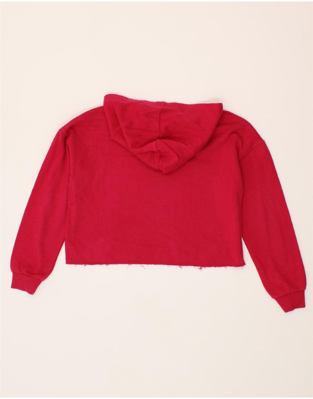 BENETTON Girls Crop Graphic Hoodie Jumper 10-11 Years Pink Vintage Benetton and Second-Hand Benetton from Messina Hembry 