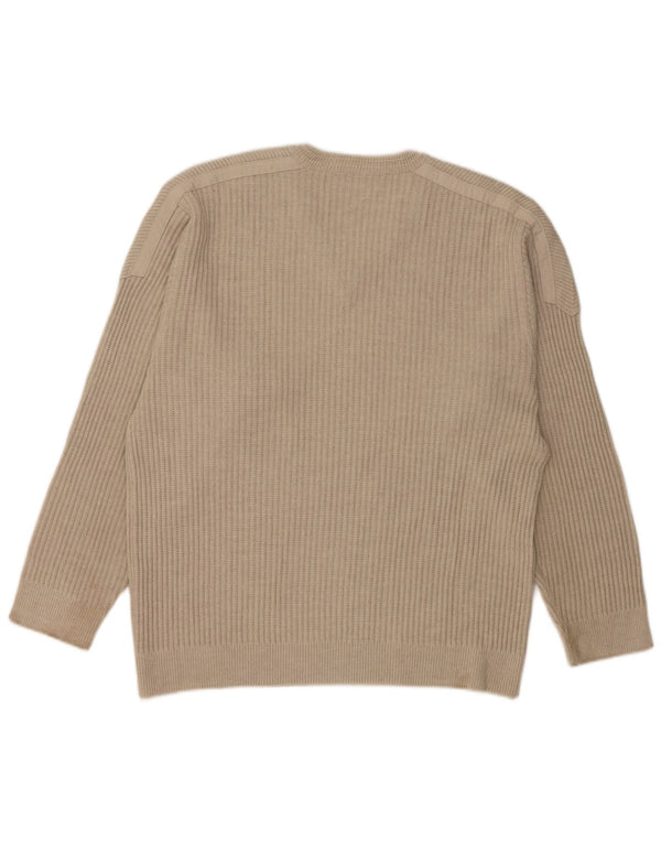 Green Coast Mens V-Neck Jumper Sweater IT 52 Large Grey Merino Wool