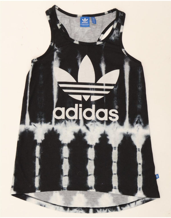 Adidas Womens Graphic Vest Top UK 6 XS Black Tie Dye Polyester
