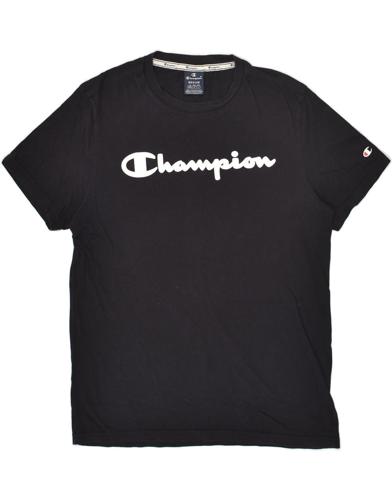 CHAMPION Mens Graphic T-Shirt Top Medium Black Cotton | Vintage Champion | Thrift | Second-Hand Champion | Used Clothing | Messina Hembry 