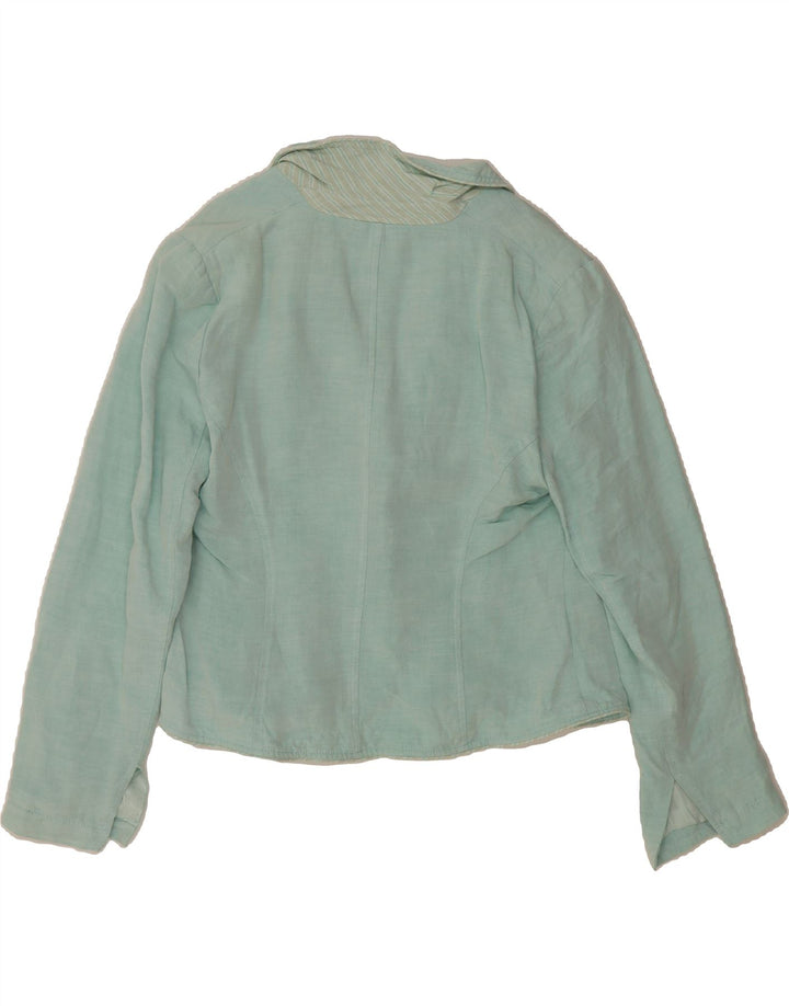 LAURA ASHLEY Womens 1 Button Blazer Jacket EU 42 Large Blue Rayon Vintage Laura Ashley and Second-Hand Laura Ashley from Messina Hembry 