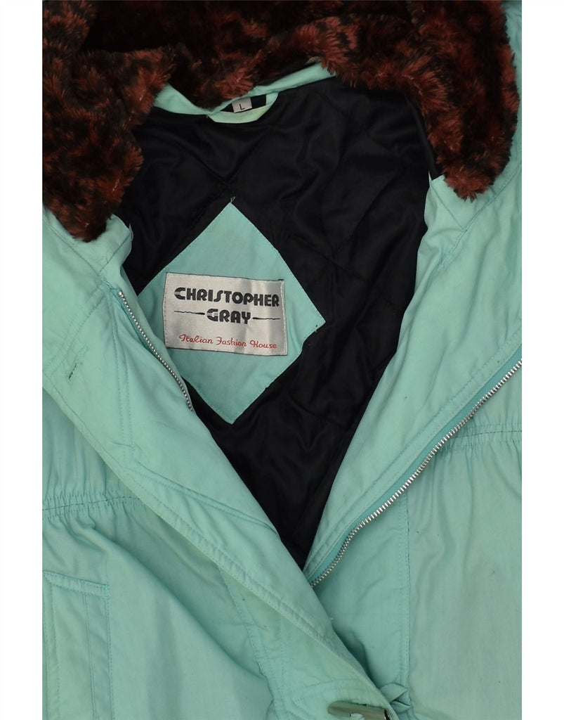 VINTAGE Womens Loose Fit Hooded Padded Jacket UK 16 Large Turquoise | Vintage Vintage | Thrift | Second-Hand Vintage | Used Clothing | Messina Hembry 