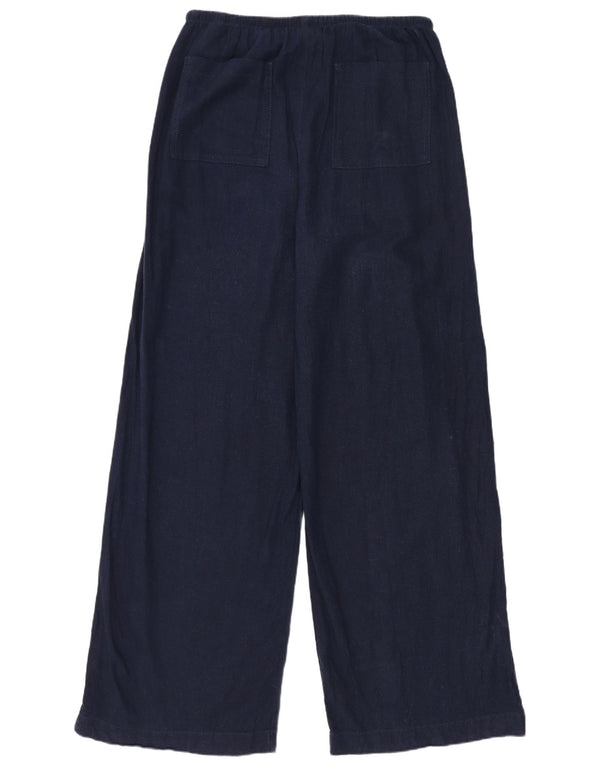 Marks & Spencer Womens Wide Leg Trousers UK 12 Medium W30 L30 Navy Blue