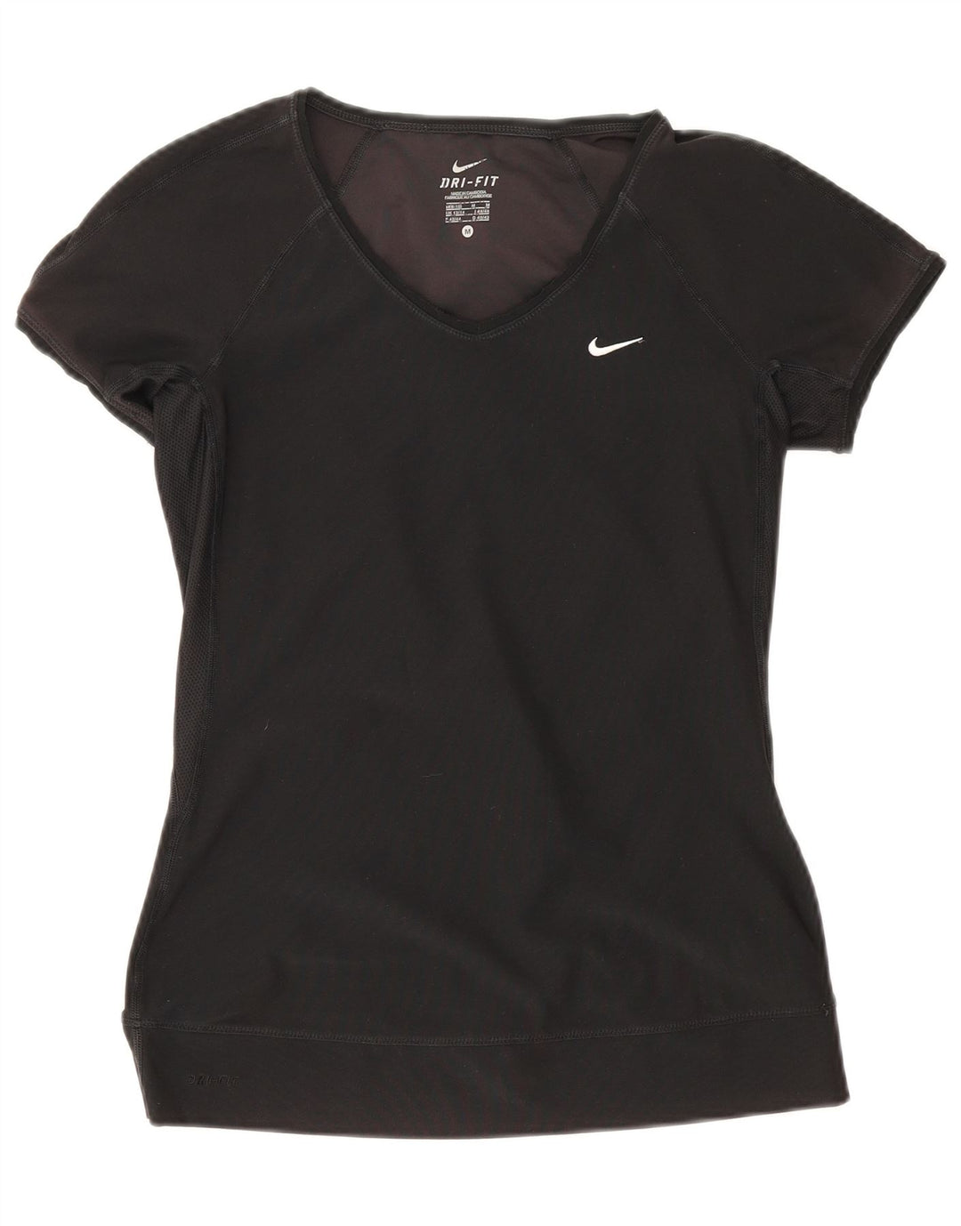 Nike Womens Dri Fit T-Shirt Top UK 12/14 Medium Black Polyester
