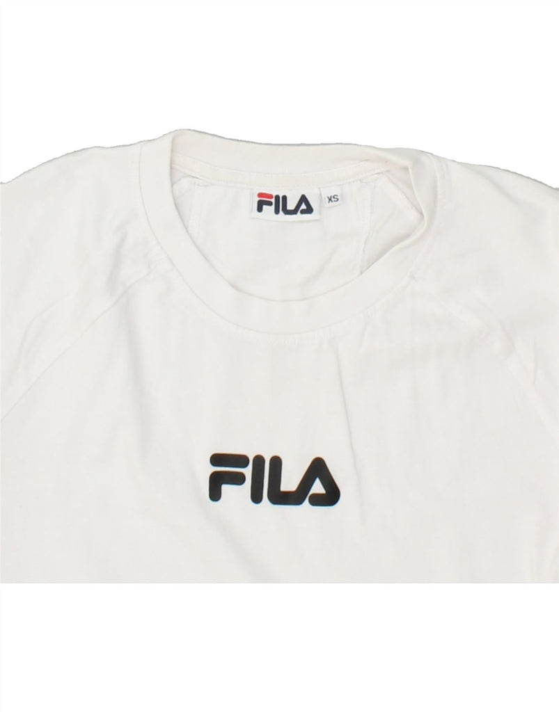 FILA Mens Graphic T-Shirt Top XS White Colourblock | Vintage Fila | Thrift | Second-Hand Fila | Used Clothing | Messina Hembry 