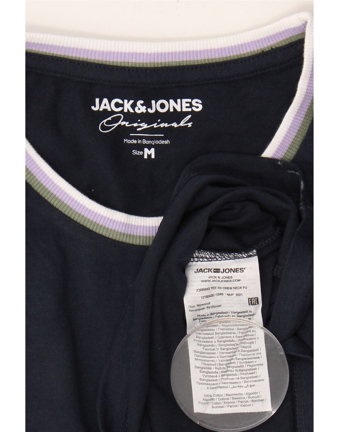 JACK & JONES Mens T-Shirt Top Medium Navy Blue Cotton Vintage Jack & Jones and Second-Hand Jack & Jones from Messina Hembry 