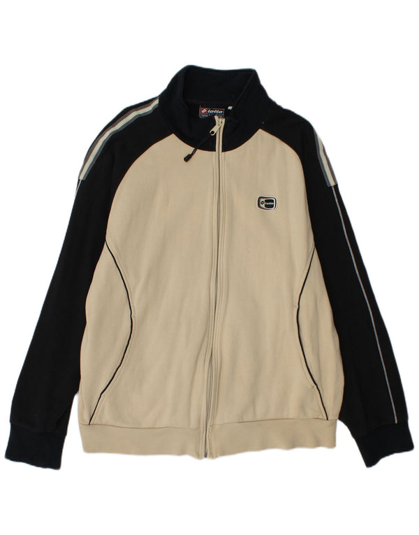Lotto Mens Tracksuit Top Jacket Large Beige Colourblock Cotton