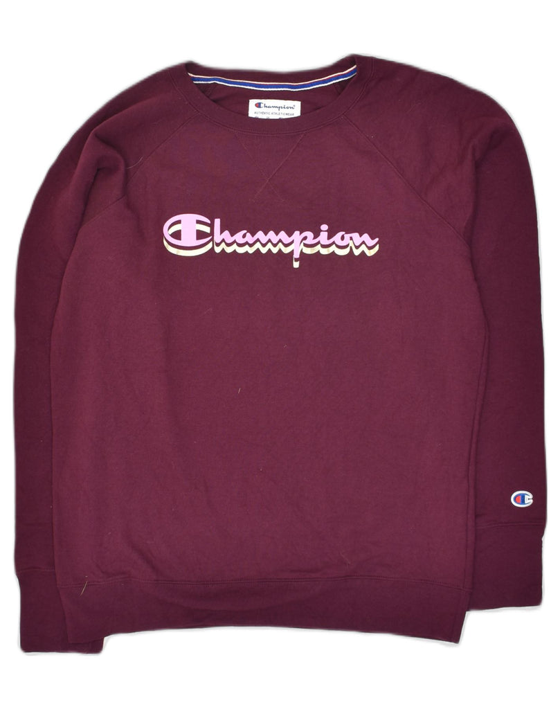 CHAMPION Mens Graphic Sweatshirt Jumper Medium Maroon Cotton | Vintage Champion | Thrift | Second-Hand Champion | Used Clothing | Messina Hembry 