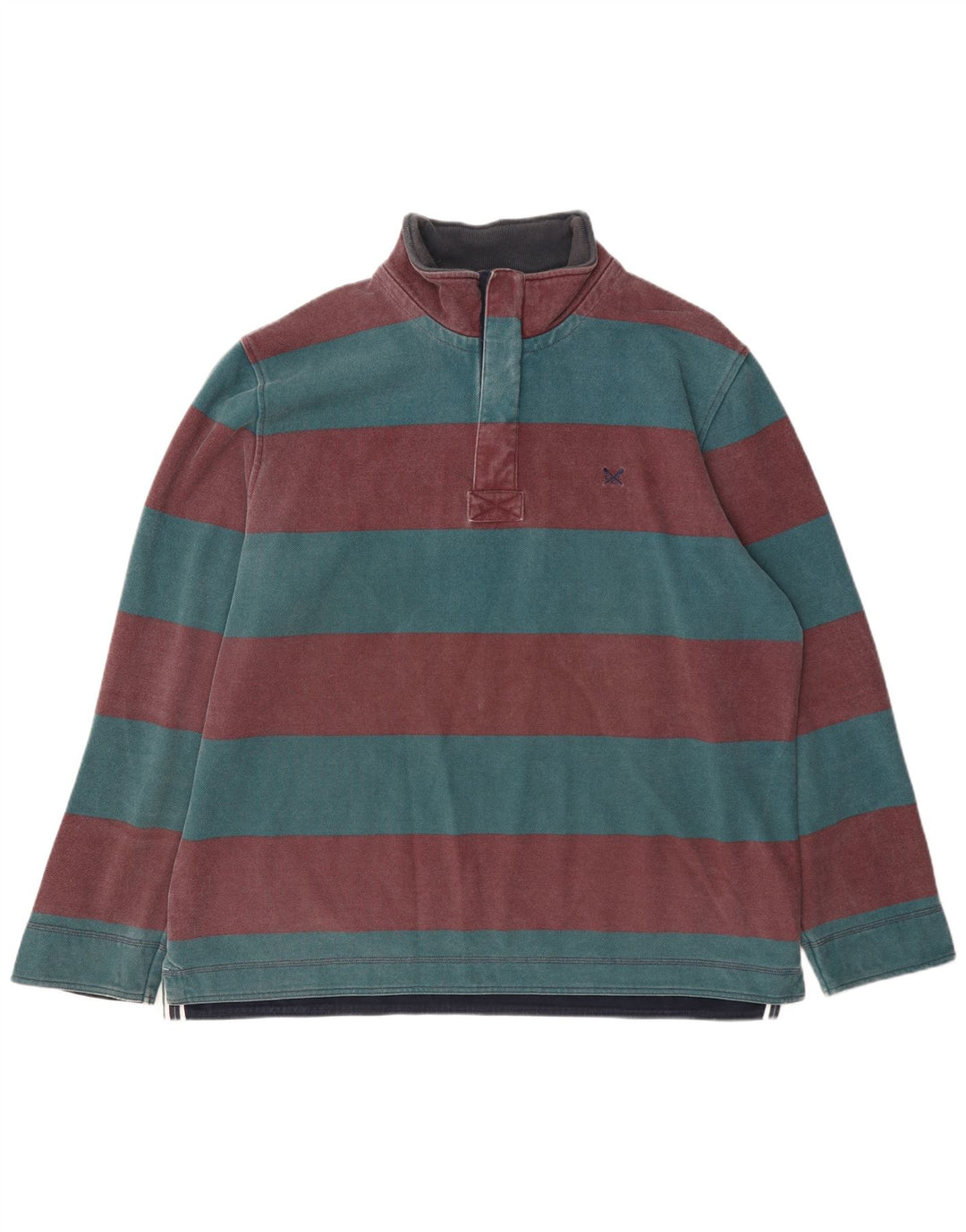 Crew Clothing Mens Zip Neck Sweatshirt Jumper 2XL Multicoloured Striped