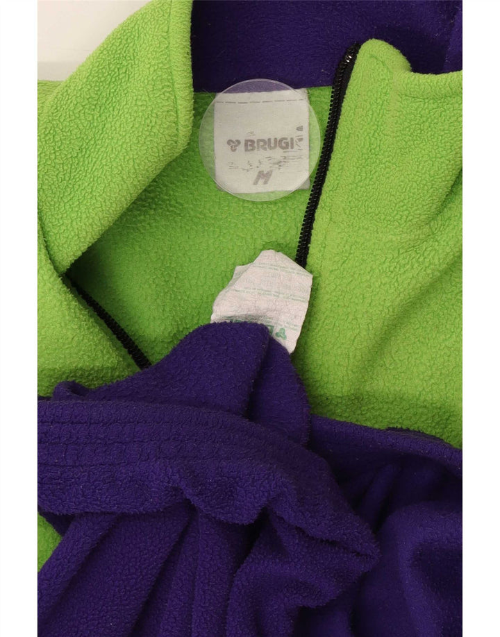 Brugi Mens Zip Neck Fleece Jumper Medium Purple Colourblock Polyester