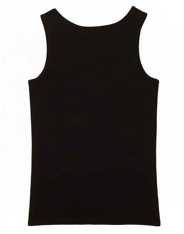 Guess Womens Graphic Vest Top UK 12 Medium Black Cotton