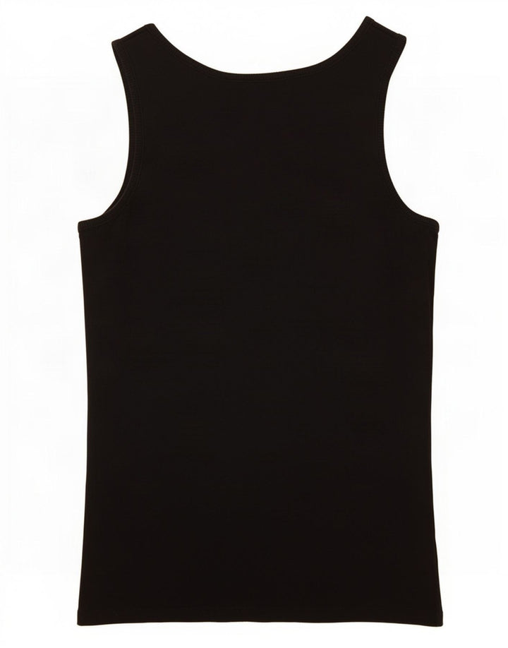 Guess Womens Graphic Vest Top UK 12 Medium Black Cotton