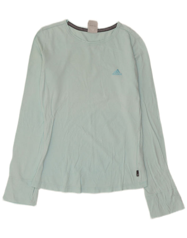 ADIDAS Womens Top Long Sleeve UK 10 Small Blue Cotton
