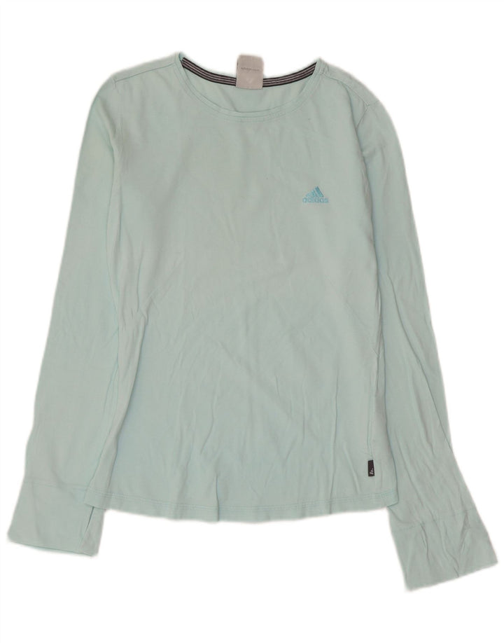 ADIDAS Womens Top Long Sleeve UK 10 Small Blue Cotton