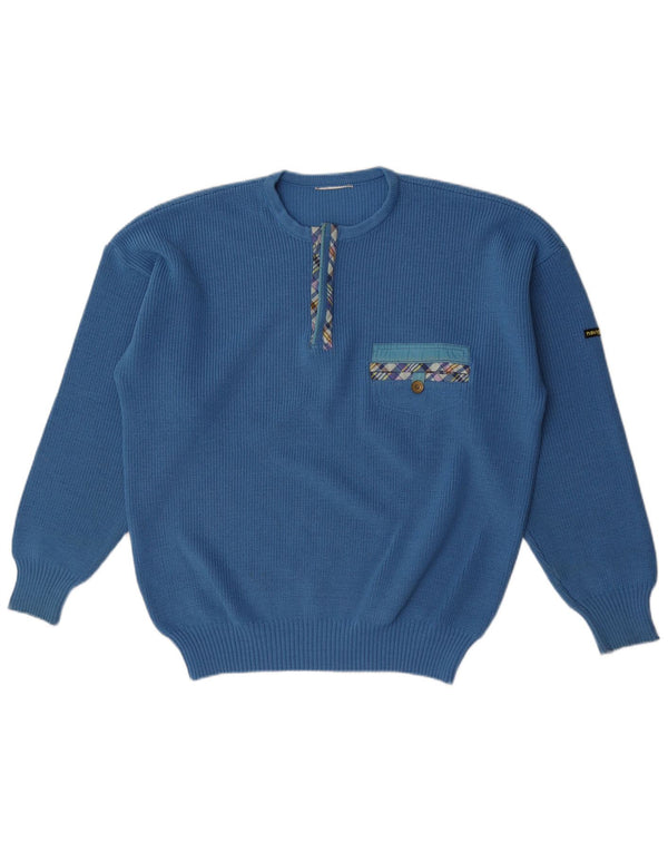 Navigare Mens Zip Neck Jumper Sweater Large Blue