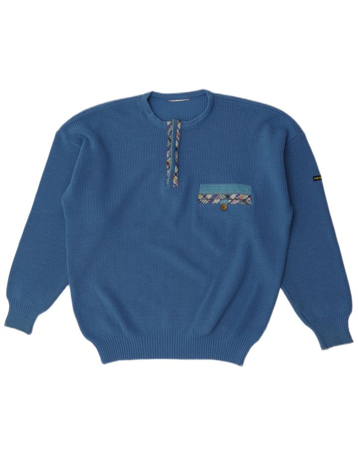 Navigare Mens Zip Neck Jumper Sweater Large Blue