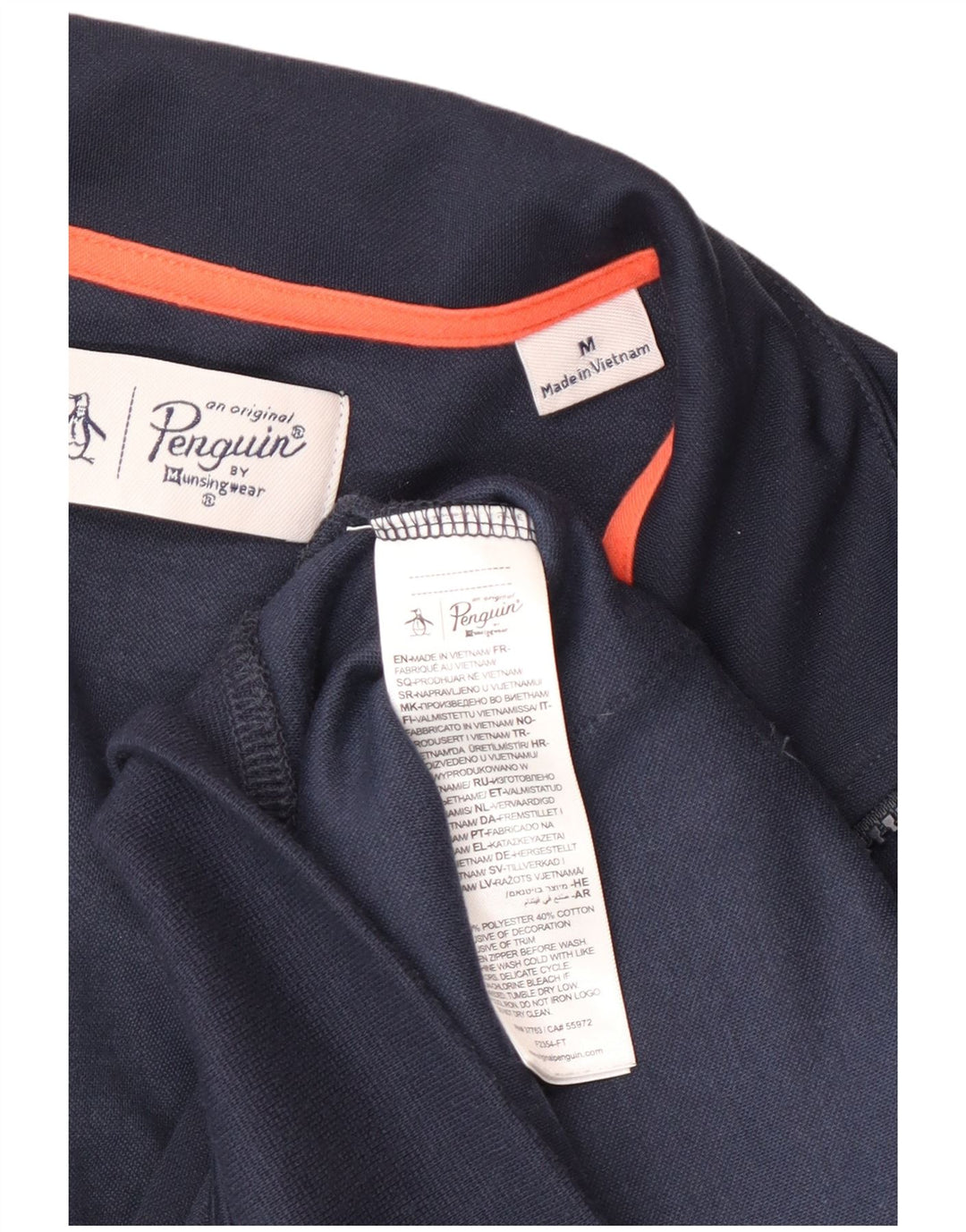 Penguin Mens Tracksuit Top Jacket Medium Navy Blue Colourblock Sports
