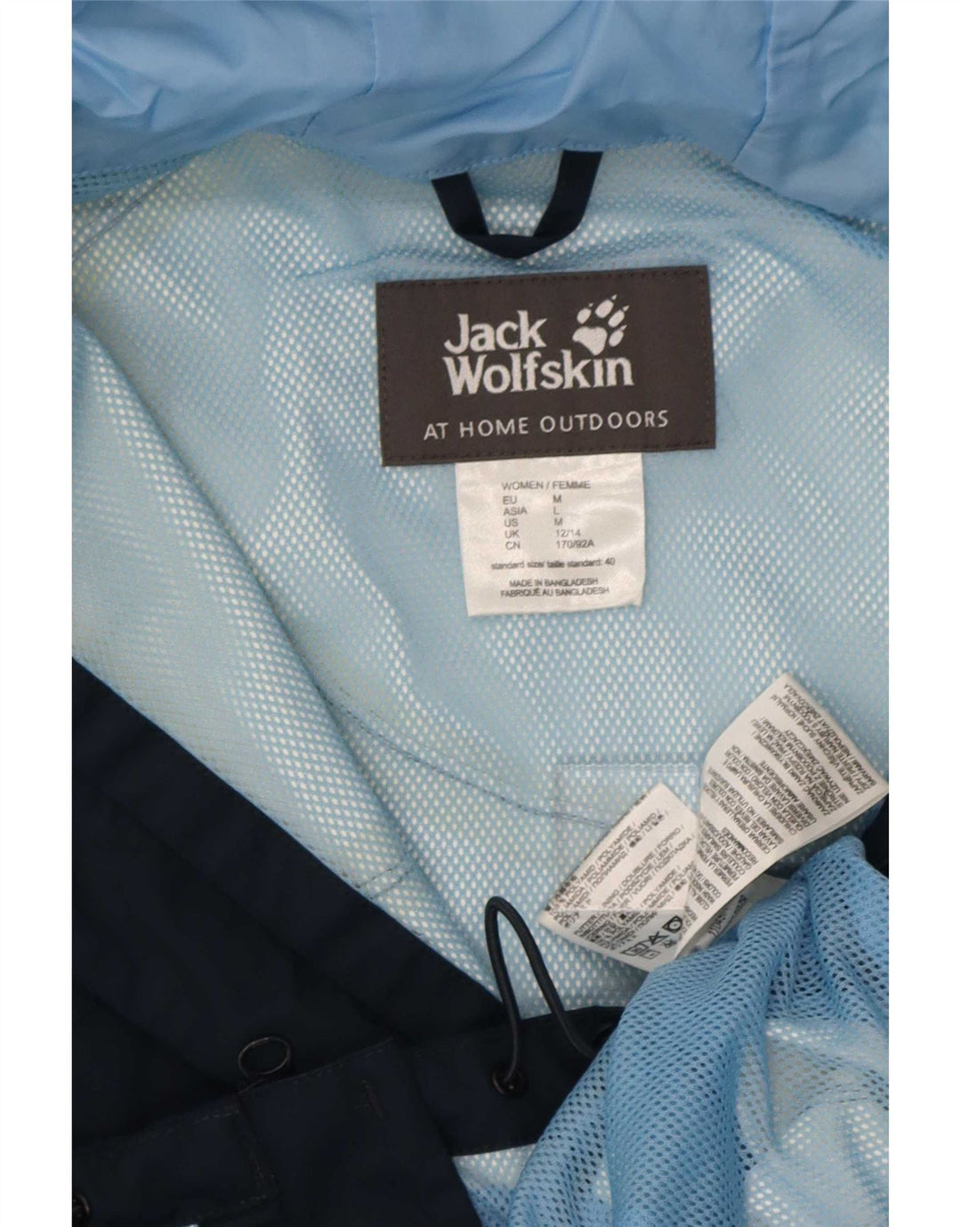 Jack Wolfskin Womens Hooded Rain Jacket UK 12/14 Medium Navy Blue Polyamide