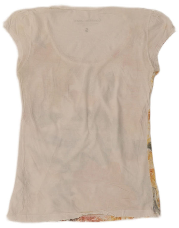 Calvin Klein Jeans Womens Graphic T-Shirt Top UK 10 Small White Floral