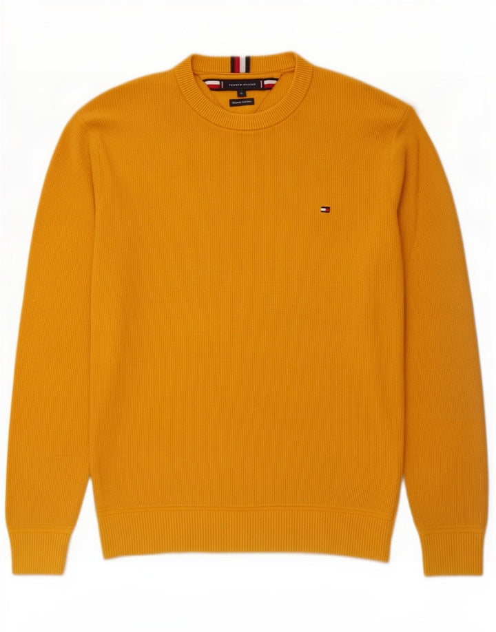 Tommy Hilfiger Mens Crew Neck Jumper Sweater Medium Yellow Cotton