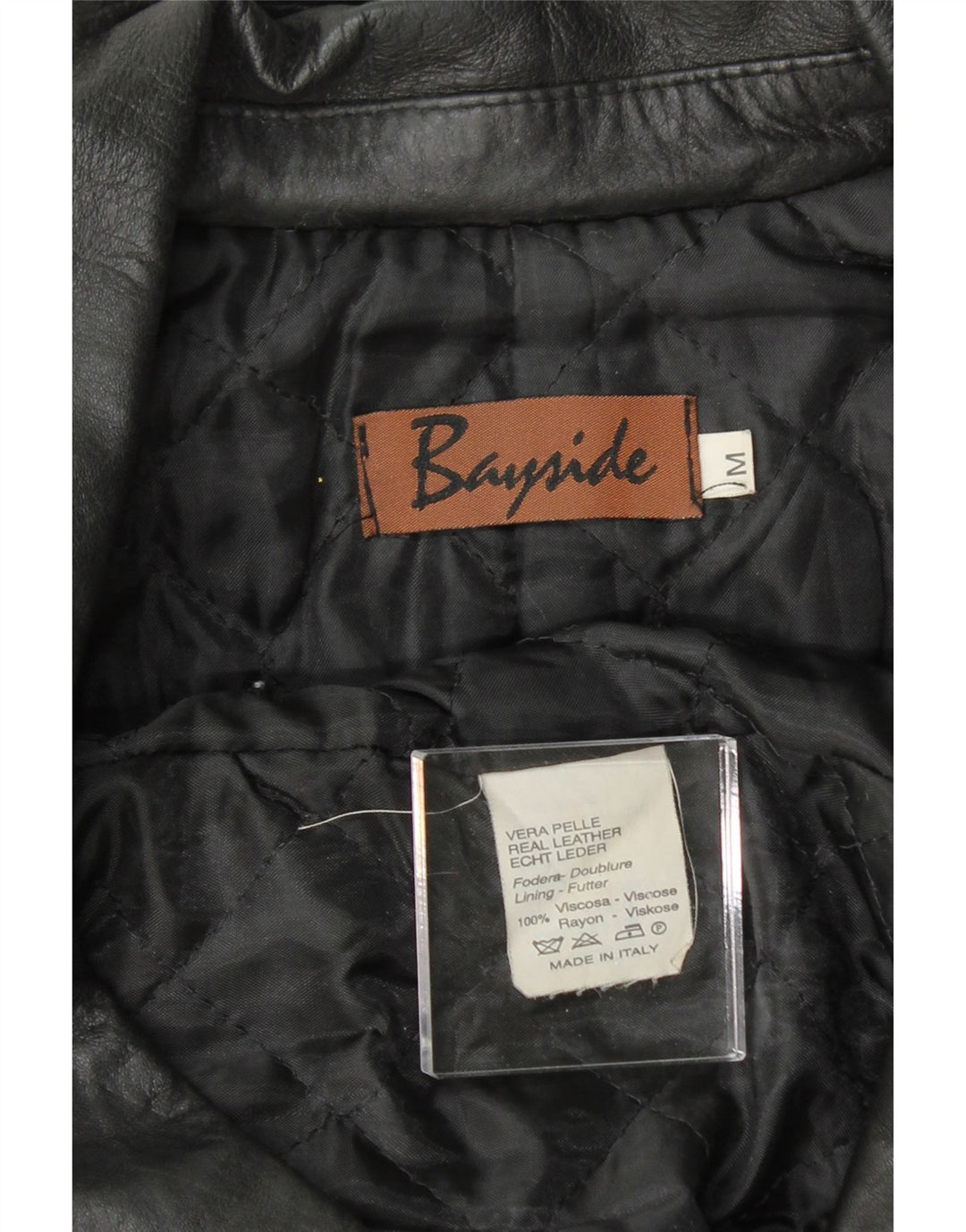 BAYSIDE Womens Crop 3 Button Blazer Jacket UK 12 Medium Black Leather Vintage Bayside and Second-Hand Bayside from Messina Hembry 